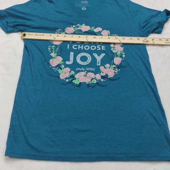 SIMPLY FAITHFUL TEAL TODAY I CHOOSE JOY WOMEN'S T-SHIRT SIZE SMALL - Picture 4 of 6